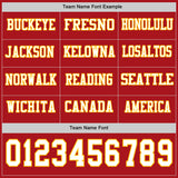 Custom Red White-Gold Long Sleeve Authentic Football Jersey