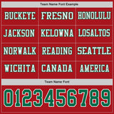 Custom Red Kelly Green-White Long Sleeve Authentic Football Jersey