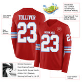 Custom Red White-Light Blue Long Sleeve Authentic Football Jersey