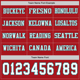 Custom Red White-Teal Long Sleeve Authentic Football Jersey