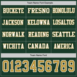 Custom Green Old Gold-White Long Sleeve Authentic Football Jersey