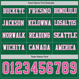 Custom Kelly Green Pink-White Long Sleeve Authentic Football Jersey