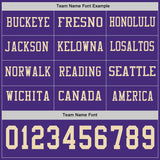 Custom Purple Cream Long Sleeve Authentic Football Jersey