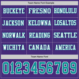 Custom Purple Teal-White Long Sleeve Authentic Football Jersey