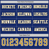 Custom Royal Old Gold-White Long Sleeve Authentic Football Jersey