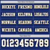 Custom Royal White-Old Gold Long Sleeve Authentic Football Jersey
