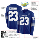 Custom Royal White-Gray Long Sleeve Authentic Football Jersey