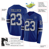 Custom Royal Gray-Black Long Sleeve Authentic Football Jersey