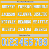 Custom Gold Light Blue-White Long Sleeve Authentic Football Jersey