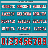 Custom Teal Red-White Long Sleeve Authentic Football Jersey