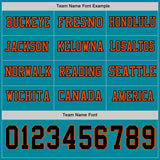 Custom Teal Black-Orange Long Sleeve Authentic Football Jersey