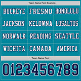 Custom Teal Navy-White Long Sleeve Authentic Football Jersey