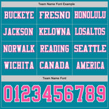 Custom Teal Pink-White Long Sleeve Authentic Football Jersey