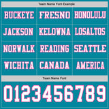 Custom Teal White-Pink Long Sleeve Authentic Football Jersey