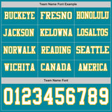 Custom Teal White-Gold Long Sleeve Authentic Football Jersey