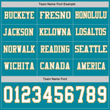 Custom Teal White-Old Gold Long Sleeve Authentic Football Jersey