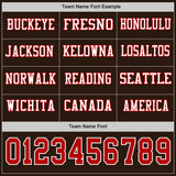 Custom Brwon Red-White Long Sleeve Authentic Football Jersey