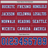 Custom Cardinal Royal-White Long Sleeve Authentic Football Jersey