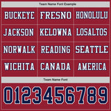 Custom Cardinal Navy-White Long Sleeve Authentic Football Jersey