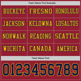 Custom Cardinal Navy-Gold Long Sleeve Authentic Football Jersey