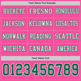 Custom Pink Kelly Green-White Long Sleeve Authentic Football Jersey