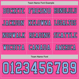 Custom Pink Light Blue-Black Long Sleeve Authentic Football Jersey