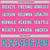 Custom Pink Teal-White Long Sleeve Authentic Football Jersey