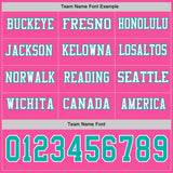 Custom Pink Aqua-White Long Sleeve Authentic Football Jersey