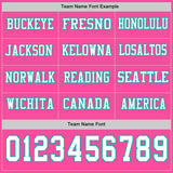 Custom Pink White-Aqua Long Sleeve Authentic Football Jersey