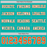 Custom Aqua Orange-White Long Sleeve Authentic Football Jersey