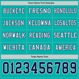 Custom Aqua Navy-White Long Sleeve Authentic Football Jersey