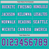Custom Aqua Purple-White Long Sleeve Authentic Football Jersey