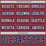 Custom Burgundy Navy-White Long Sleeve Authentic Football Jersey