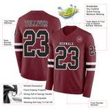 Custom Burgundy Black-White Long Sleeve Authentic Football Jersey