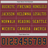Custom Burgundy Navy-Gold Long Sleeve Authentic Football Jersey