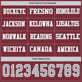 Custom Burgundy Gray-White Long Sleeve Authentic Football Jersey
