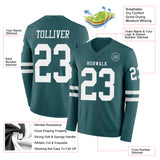 Custom Midnight Green White Long Sleeve Authentic Football Jersey