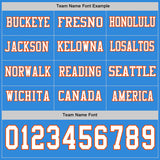 Custom Powder Blue White-Orange Long Sleeve Authentic Football Jersey