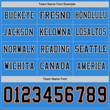 Custom Powder Blue Black White-Orange Long Sleeve Authentic Football Jersey