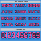 Custom Powder Blue Pink-Black Long Sleeve Authentic Football Jersey