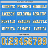 Custom Powder Blue Old Gold-White Long Sleeve Authentic Football Jersey