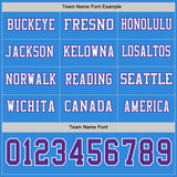 Custom Powder Blue Purple-White Long Sleeve Authentic Football Jersey