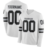 Custom White Black-Gray Long Sleeve Authentic Football Jersey
