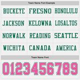 Custom White Pink-Kelly Green Long Sleeve Authentic Football Jersey