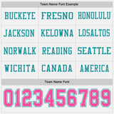 Custom White Pink-Teal Long Sleeve Authentic Football Jersey