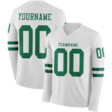 Custom White Kelly Green Long Sleeve Authentic Football Jersey