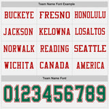 Custom White Kelly Green-Red Long Sleeve Authentic Football Jersey