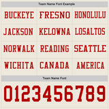 Custom Cream Red Long Sleeve Authentic Football Jersey