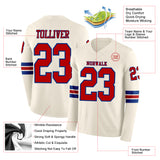 Custom Cream Red-Royal Long Sleeve Authentic Football Jersey