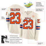Custom Cream Orange-Royal Long Sleeve Authentic Football Jersey